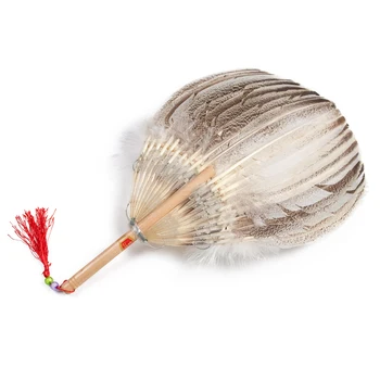Веер Чжугэ Лян в китайском стиле, ручные веера из натуральных перьев Индейки, Персонализированный бамбуковый веер для украшения ретро-вечеринок и танцев.