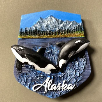 Касатки на Аляске Магниты на холодильник Туристический сувенир Наклейки на холодильник Памятное украшение для дома