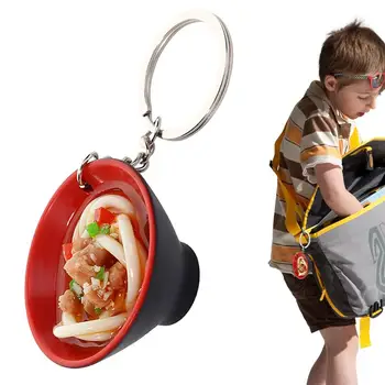 Креативный Мини-брелок для еды с имитацией Симпатичной автомобильной сумки, Брелок для ключей с лапшой, китайская сине-белая Фарфоровая Чаша, Подвесной Брелок для ключей