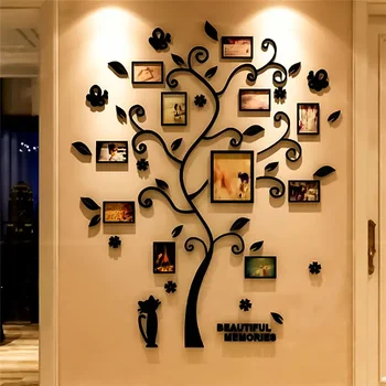 3D Наклейка с генеалогическим древом, акриловый фотоальбом для наклейки на стену, наклейки в форме дерева, домашний декор, настенный плакат, висящий на стене