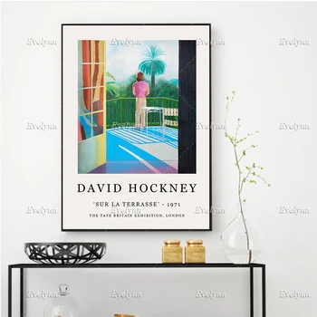 Выставочный плакат Дэвида Хокни - Sur La Terrasse -Минимализм, Настенные принты, Домашний декор, холст, Уникальная подарочная плавающая рамка