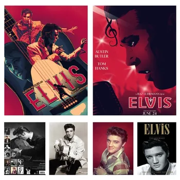 Плакат американского рок-певца Элвиса, печать на холсте, живопись, спальня, кабинет, студия, гостиная, Художественное оформление стен