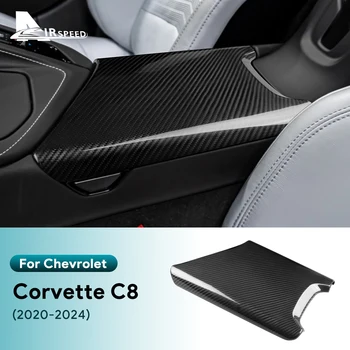 Наклейка Из Настоящего Твердого Углеродного Волокна Для Chevrolet Corvette C8 2020 2021 2022 2023 2024 Центральный Подлокотник Автомобиля Коробка Аксессуары Для Интерьера