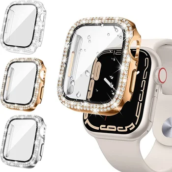 uhgbsd Подходит для Apple Watch Applewatch 7 Защитный чехол ПК с гальваническим покрытием и встроенной закаленной пленкой Generation 8