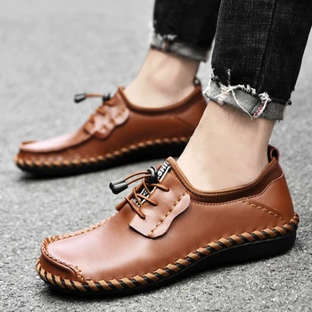 Мужская обувь большого размера из натуральной кожи, повседневная мужская высококачественная уличная резина для ходьбы и вождения, Классические треккинговые ботинки для пеших прогулок