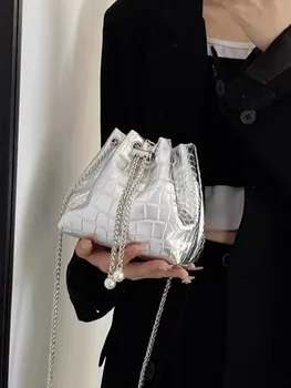 Женские сумки через плечо JIAERDI Silver Y2k с винтажной цепочкой и узором 