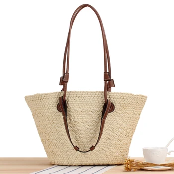 Дизайнерские соломенные сумки-корзины, Большие ротанговые женские сумки через плечо, сумки ручной работы с большой ручкой, летняя пляжная сумка, Балийские кошельки-тоут.