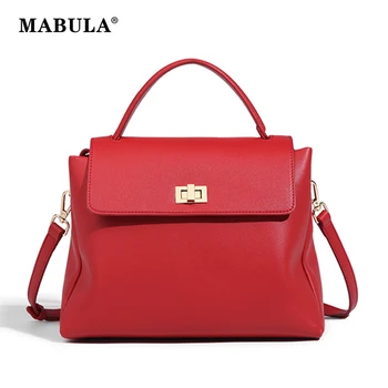 Простая женская сумка-тоут из искусственной кожи MABULA, красная элегантная модная женская сумка через плечо, стильная сумка через плечо со съемным ремешком