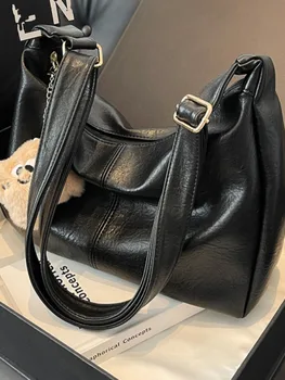 Большие женские сумки через плечо из искусственной кожи 2023, новая модная дизайнерская сумка через плечо в стиле ретро, сумки подмышками и портмоне