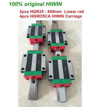 Линейный рельс HGR25 HIWIN: 2шт 100% оригинальный рельс HIWIN HGR25 - 800mm rail + 4шт блоки HGW25CA для фрезерного станка с ЧПУ