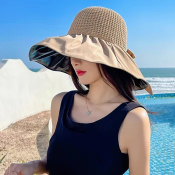 Летняя Новая женская Японская Виниловая Защитная Солнцезащитная шляпа для рыбака с большими полями для путешествий на открытом воздухе
