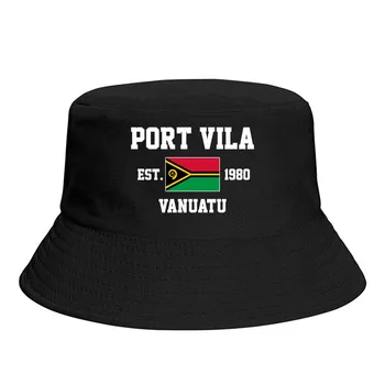 Шляпы-ведра Вануату 1980 г. Эмблема Порт-Вилы, флаг, солнцезащитный козырек, летние рыбацкие кепки для улицы, рыболовная шляпа