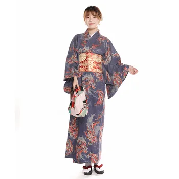 Японское кимоно женское осенне-зимнее утолщение с горячей золотой печатью мелкозернистое формальное, не легко складываемое, улучшенное без утюга