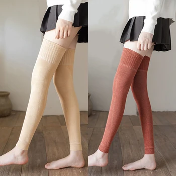 Шерстяные носки с длинными рукавами-трубочками, леггинсы-гетры Elestoc, утепленные, удобные, однотонные, выше колена