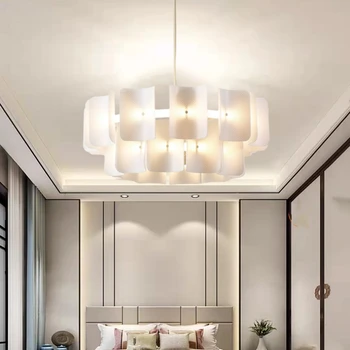Современная светодиодная люстра для гостиной, новые стильные акриловые светильники для кухни ресторана со сменным затемнением