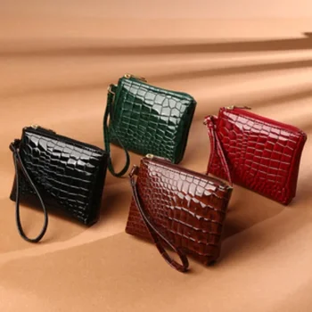 Дамы PU кожа портмоне Крокодил шаблон мода сплошной цвет молния карманный мини кошелек сцепления сумка карты монета сумка для хранения