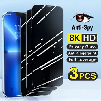 3шт Антишпионская Защитная Пленка с Полным Покрытием Для iPhone 11 12 13 14 15 Pro Max Privacy Glass Для iPhone 7 8 14 Plus XS XR 12 Mini
