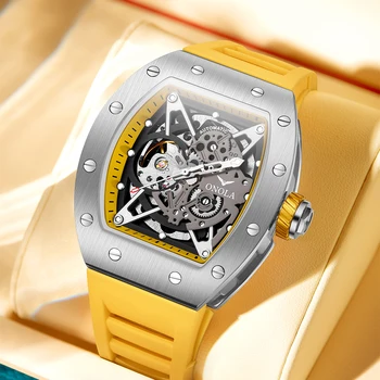 Роскошные мужские часы ONOLA Fashion, полые, с полностью автоматической механической лентой, водонепроницаемые мужские часы Montres Pour Hommes