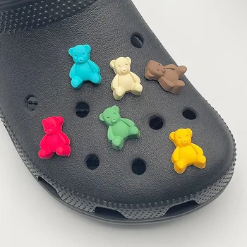 Булавки Jibz с милым мультяшным мишкой для сандалий Crocs, брелоки для обуви, украшения для детских тапочек, джинсы Croc, индивидуальные аксессуары
