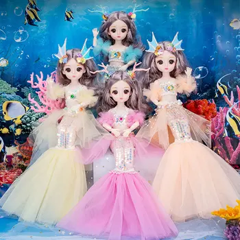 Кукла-русалка 12 дюймов с юбкой из рыбьего хвоста, одежда феи 1/6 BJD, кукла-младенец, принцесса с милым личиком, игрушки-одевалки для девочек, подарки
