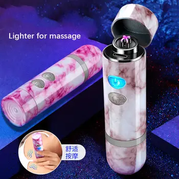 Наружная ветрозащитная импульсно-плазменная беспламенная зажигалка, портативная электрическая USB металлическая двухдуговая зажигалка для сигар, массажный подарок для женщин