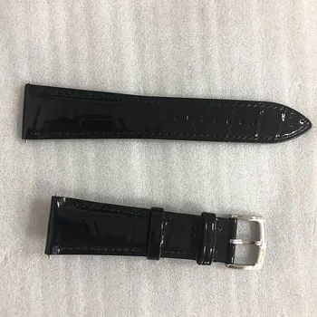 Стильный ремешок для часов ярко-черный кожаный ремешок 22x18 мм ремешок с пряжкой из нержавеющей стали