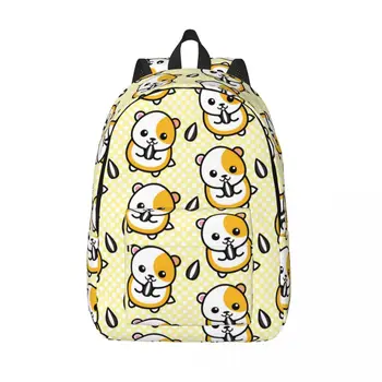 Рюкзак для ноутбука С уникальными хомячками, семечками подсолнуха и желтым горошком, школьная сумка в желтый горошек, прочный студенческий рюкзак, дорожная сумка для мальчиков и девочек