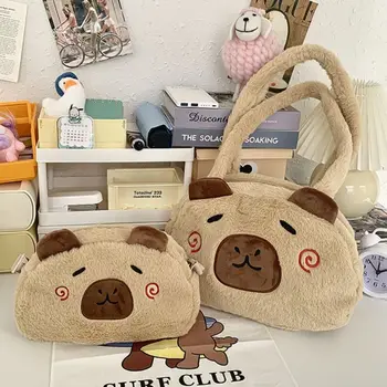 Портативная простая плюшевая сумочка из милой капибары, милая сумка через плечо с рисунком Каваи, школьная сумка с животными для девочек