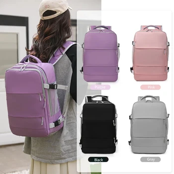 Женский рюкзак для путешествий, Водоотталкивающий рюкзак для девочек-подростков, USB-зарядка для ноутбука, Школьная сумка с ремнем для багажа, сумка для обуви