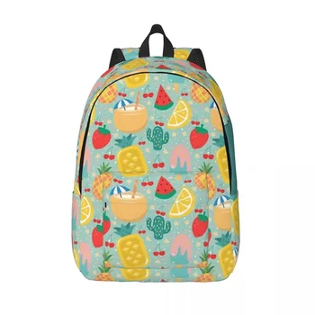 Милый эстетичный Фруктовый узор Ананас, Лимон, вишня, Эскимо, Женский рюкзак, сумка для книг, рюкзак для ноутбука, школьная сумка