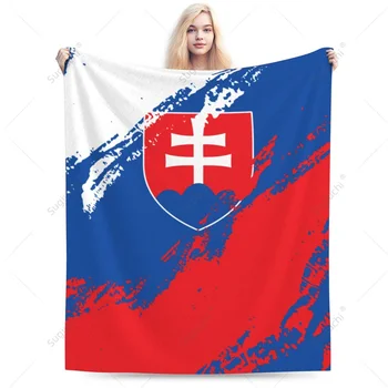 Фланелевое одеяло цвета флага Словакии, многофункциональный чехол для походного дивана, сохраняющий тепло