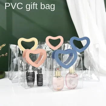 Прозрачная сумка из ПВХ С ручкой в форме сердца, прозрачная подарочная сумка для рук, Прозрачные сумки для покупок