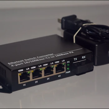 1 Гигабитный медиаконвертер Ethernet по оптоволокну 8 RJ45 с оптоволоконным портом 10/100/1000 Мбит/с