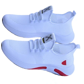 Летняя мужская обувь, дышащая легкая спортивная обувь из сетчатого материала, мужская повседневная спортивная обувь для бега, белые туфли с мягкой подошвой.