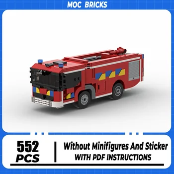 Серия автомобилей Moc Building Block Бельгийская пожарная машина Модель автоцистерны Technology Brick Фирменный автомобиль DIY Игрушка в подарок