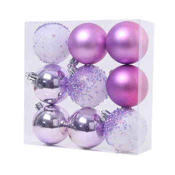 9 ШТ. Украшения для рождественских шаров, украшения для Рождественской елки, подвесные шары для домашнего декора для новогодней вечеринки - 2,36 дюйма, фиолетовый