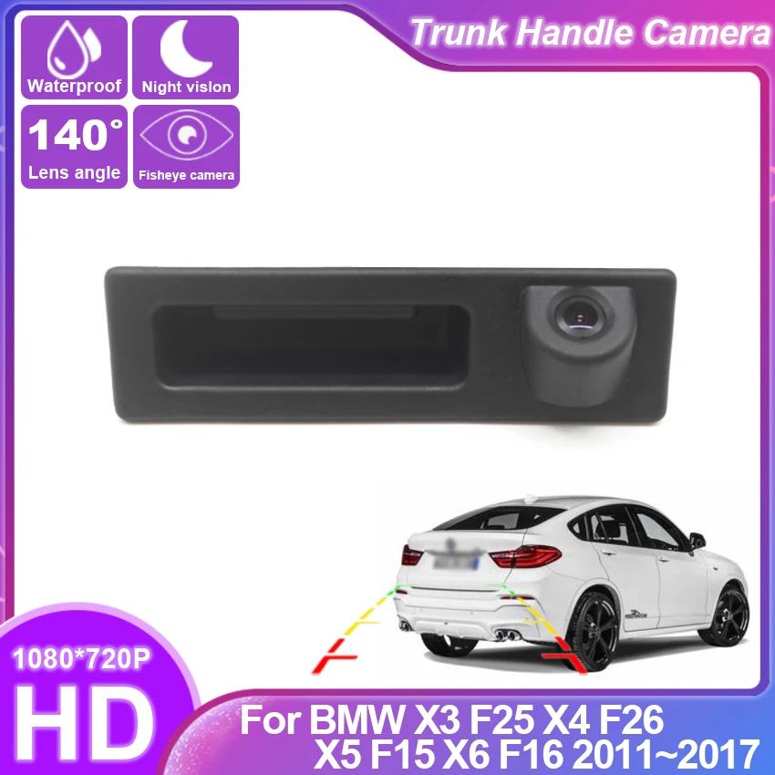 HD CCD Водонепроницаемая Высококачественная Камера заднего Вида Для BMW X3 F25 X4 F26 X5 F15 X6 F16 2011 ~ 2017 Камера с Ручкой Багажника резервная камера - 0
