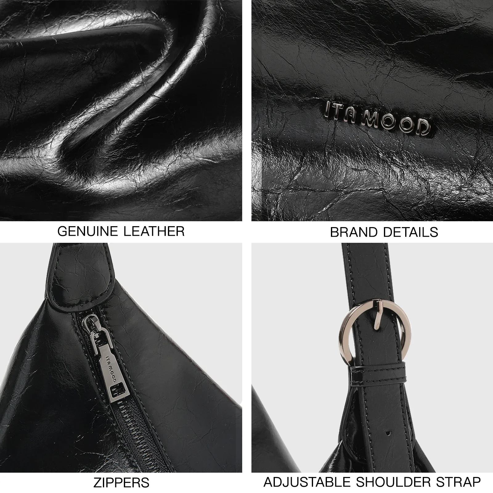 ITAMOOD Элегантные и Модные сумки-хобо, Роскошная Брендовая сумка Простого дизайна в виде Полумесяца, осенне-зимняя сумка для ежедневного использования и поездок на работу - 3