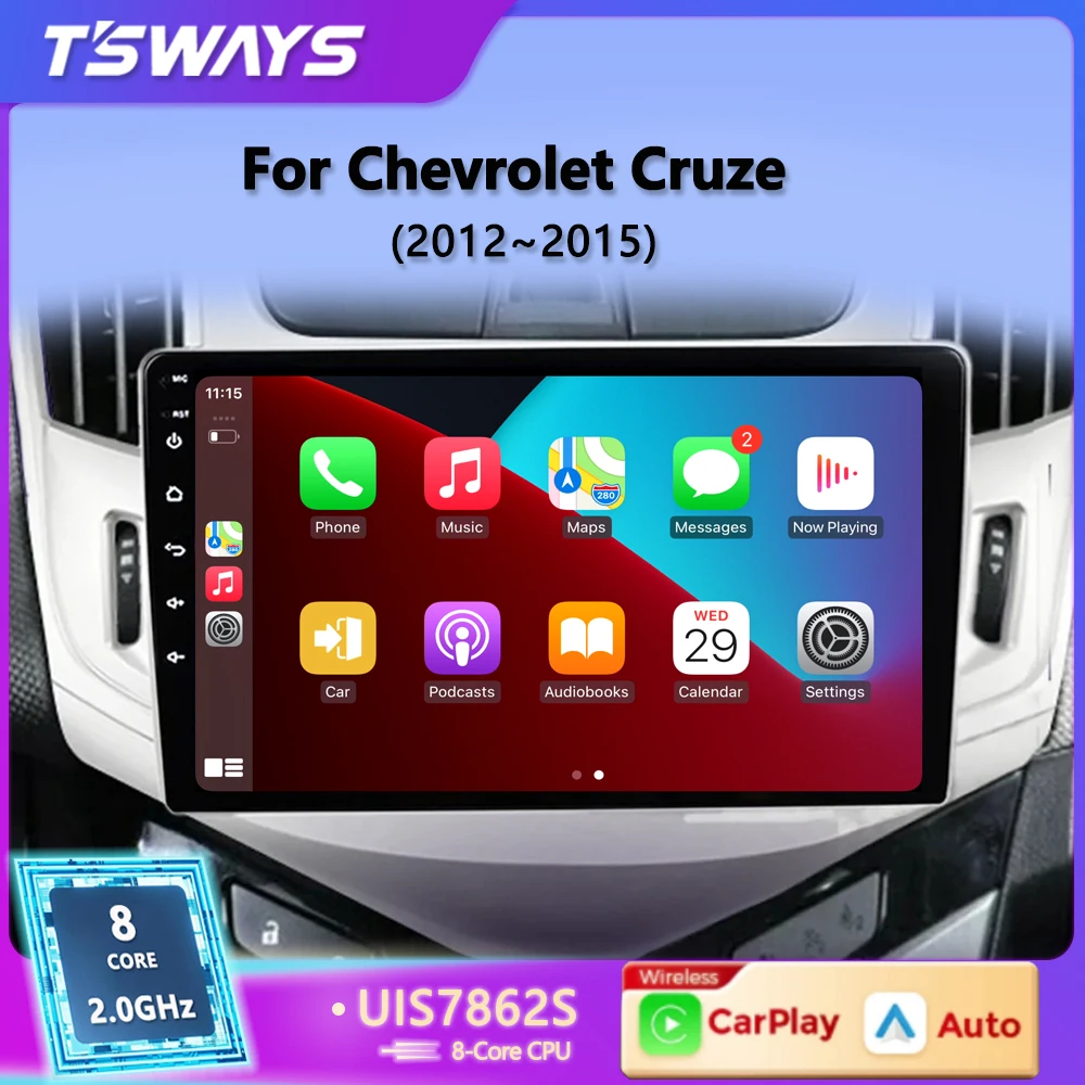 Tsways Pro Android 12 8 Ядерный Wifi автомобильный радиоприемник Мультимедийный видеоплеер для Chevrolet Cruze 2012-2015 Navi GPS 2 din dvd - 0