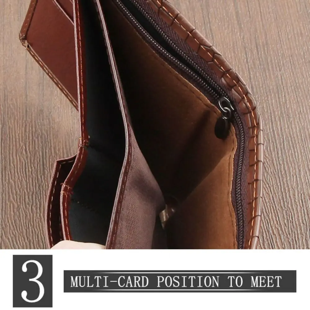 Бумажник из искусственной кожи с двумя складками, маленький Многофункциональный многопозиционный мужской кожаный кошелек, портмоне, универсальный карманный кошелек для улицы - 1