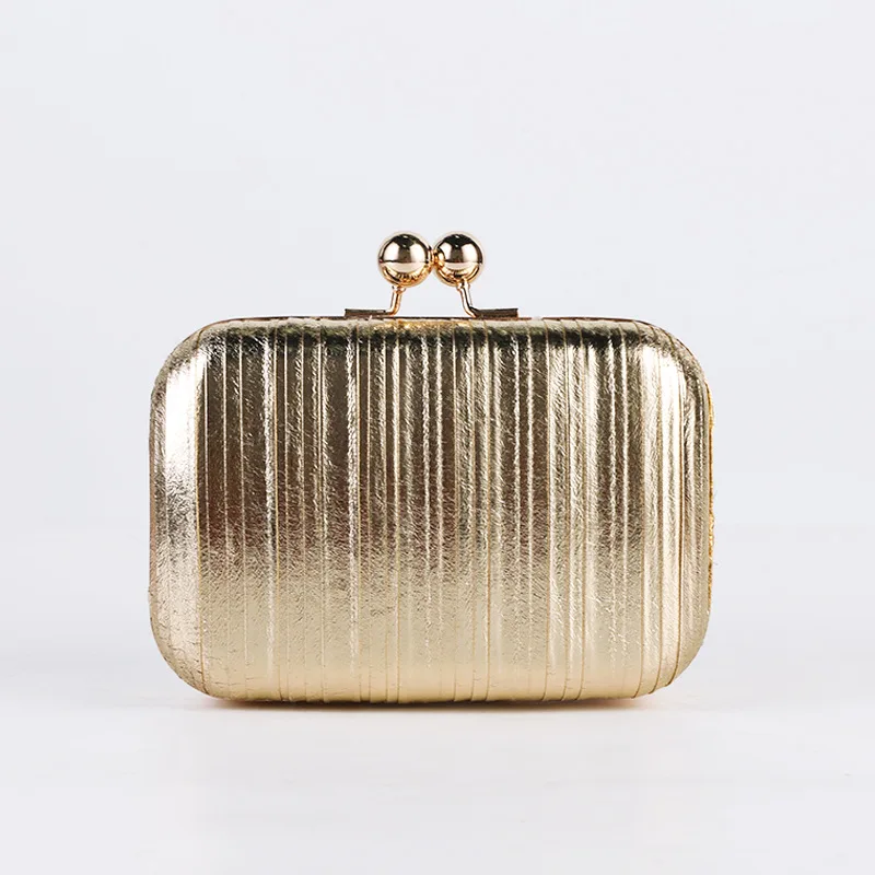 Вечерняя сумочка с золотыми плиссированными блестками, клатч металлического цвета, клатч для свадьбы/банкета, сумки, женская сумка через плечо, роскошный дизайнерский кошелек - 0