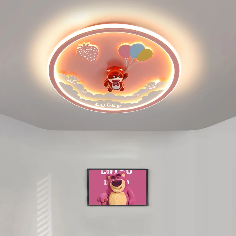 Детский светодиодный потолочный светильник для спальни для мальчиков и девочек, креативный мультяшный розово-голубой потолочный светильник, современный простой домашний светильник для внутреннего освещения - 1