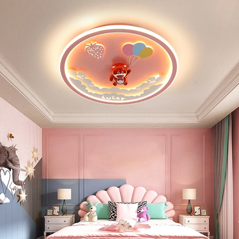 Детский светодиодный потолочный светильник для спальни для мальчиков и девочек, креативный мультяшный розово-голубой потолочный светильник, современный простой домашний светильник для внутреннего освещения - 3