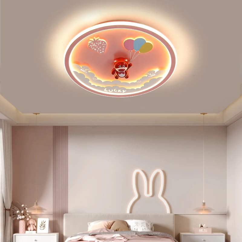 Детский светодиодный потолочный светильник для спальни для мальчиков и девочек, креативный мультяшный розово-голубой потолочный светильник, современный простой домашний светильник для внутреннего освещения - 5