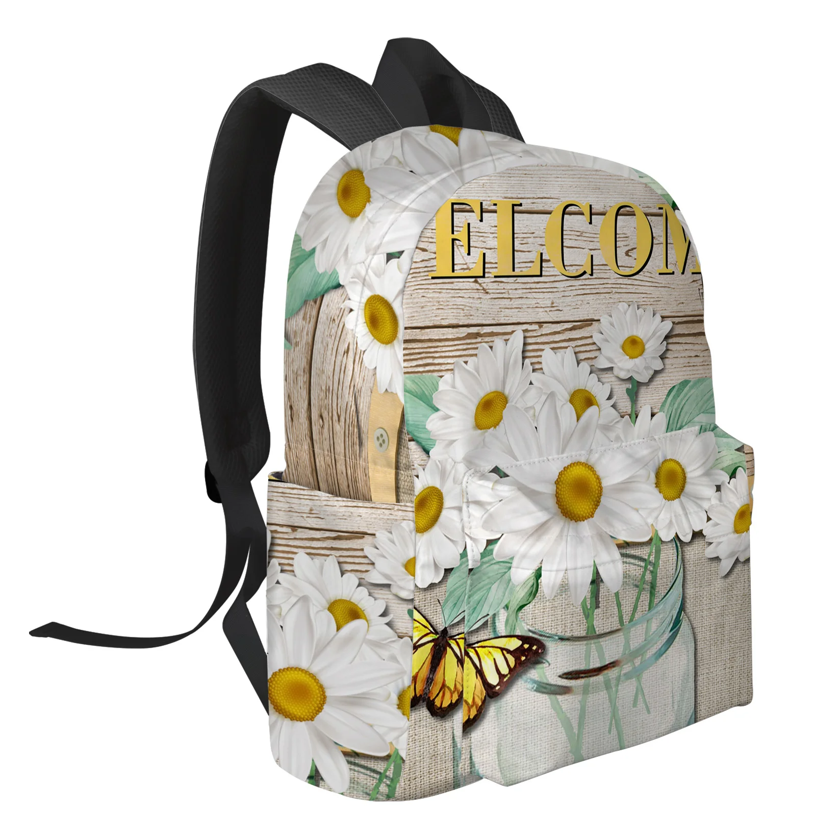 Женские рюкзаки с ромашкой и бабочкой из дерева, подростковые Студенческие школьные сумки, Рюкзак для ноутбука, Мужские, Женские, дорожные Mochila - 1