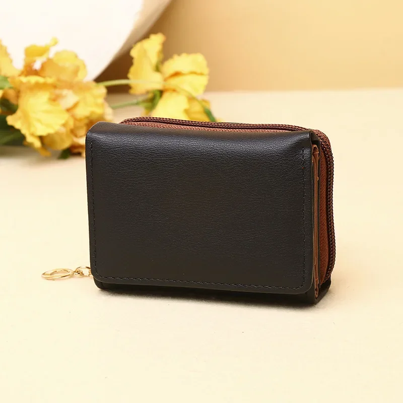 Женский кошелек Advanced Sense, компактная короткая трехстворчатая сумка для карт, кошелек с несколькими картами, кошелек Zero Wallet на молнии, кошелек-портмоне - 5
