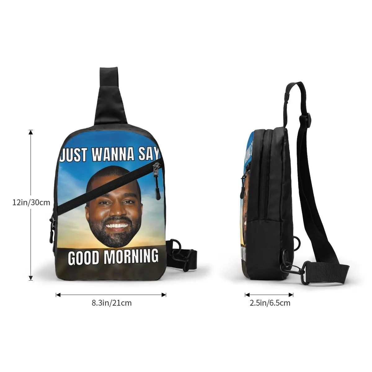 Забавный мем Канье Уэста, нагрудная сумка через плечо, мужской крутой рюкзак для пеших прогулок в стиле поп-Рэппер - 3