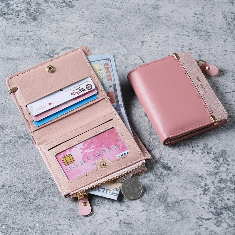 Короткая женская сумочка на молнии, простой и вместительный кошелек для монет, женская сумочка с зажимом для бумажника, сумка для сертификатов - 1