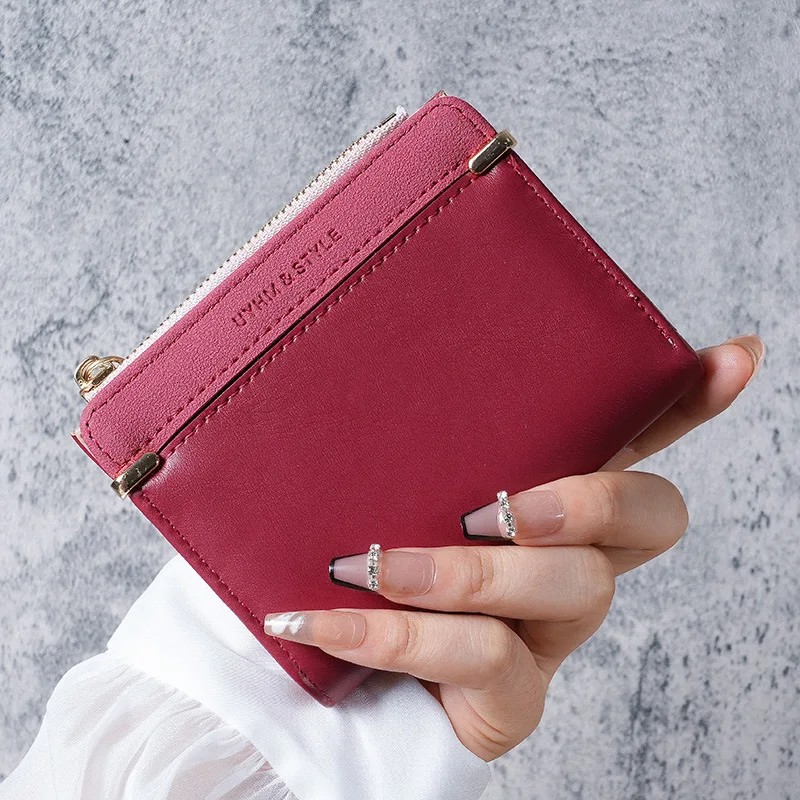 Короткая женская сумочка на молнии, простой и вместительный кошелек для монет, женская сумочка с зажимом для бумажника, сумка для сертификатов - 2