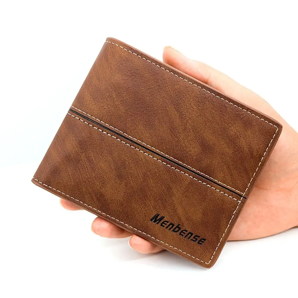 Короткий маленький кошелек, многофункциональная кожаная сумка для карт большой емкости, кошелек для монет с несколькими отделениями для карт, мужской кошелек для монет - 1